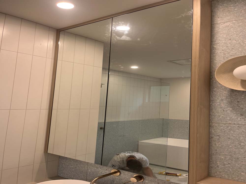 bathroom cabinet mirrors replaced at Blairgowrie home